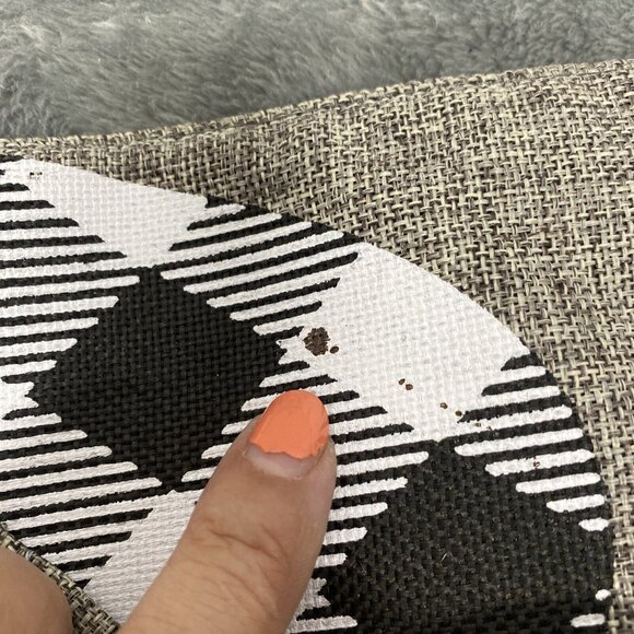 Pumpkin Burlap Fall Flag Autumn Welcome Sign Checkered Double Side Black White - Picture 7 of 7